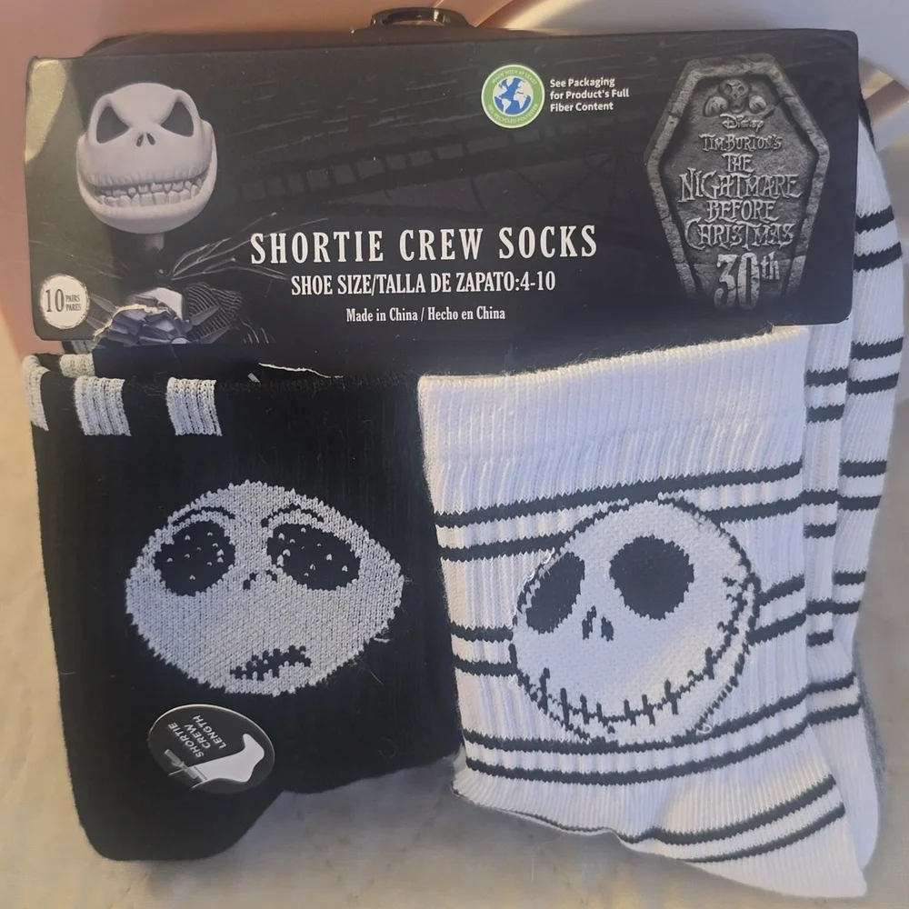 Disney Nightmare Before Christmas Crew Socks Set Of 10 Size 4-10 New
